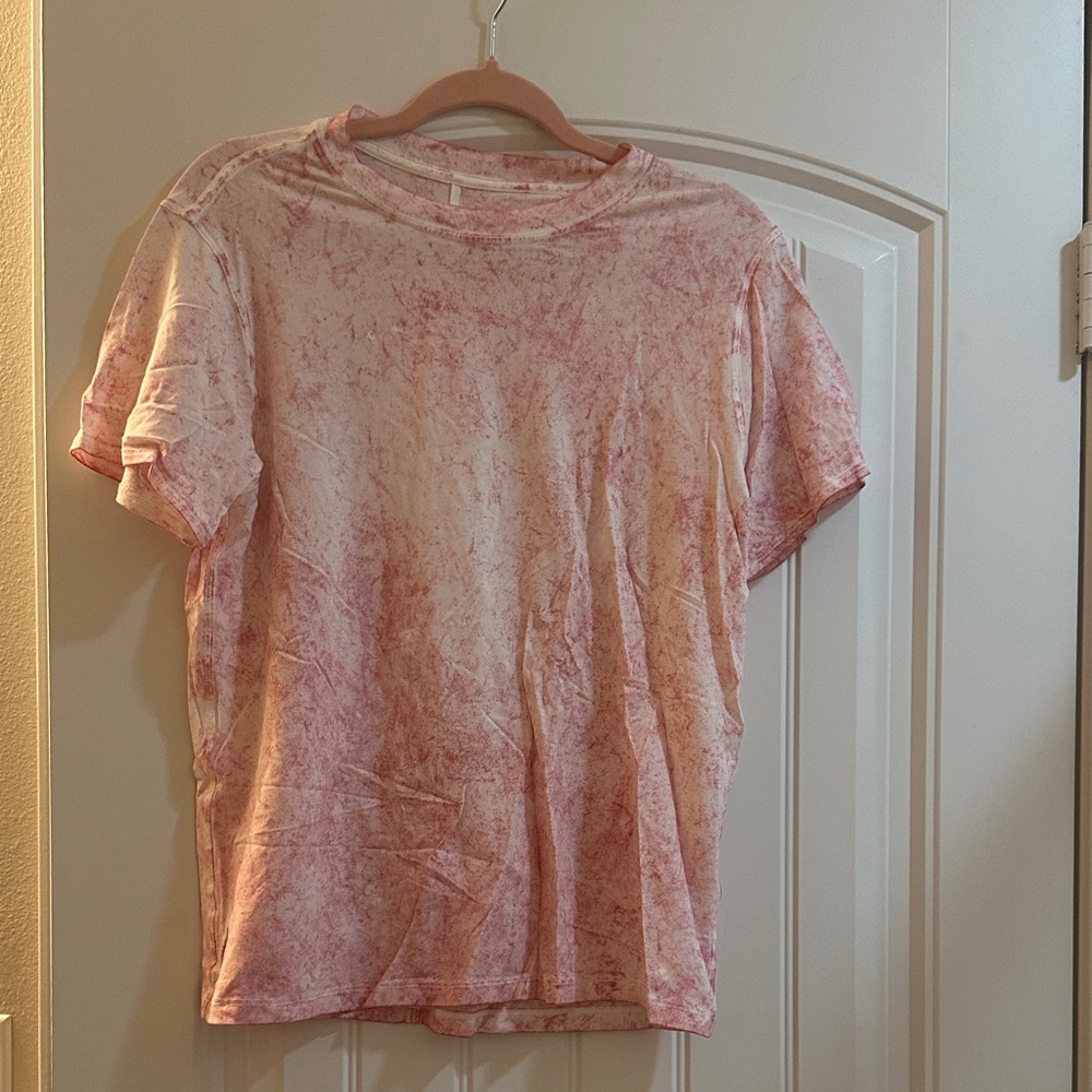Lululemon All Yours Tee Pink & White Diamond Dye Size 2